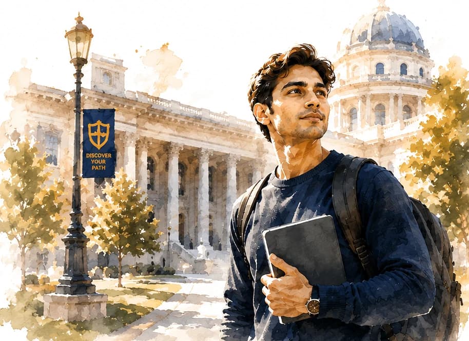 A student on a university campus